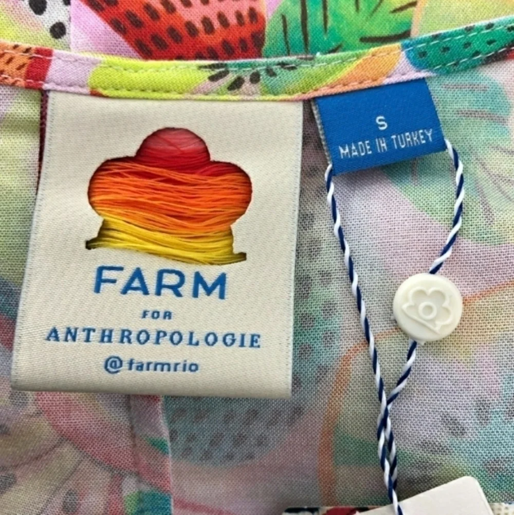 Anthropologie Farm Rio Tropical Fruit Print Beaded Wrap Top Small - Picture 7 of 14